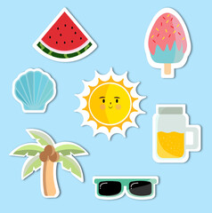 set of summer stickers