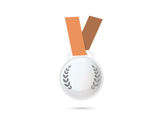 Silver sports medal. Vector graphics and design.