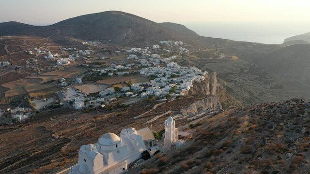 Panagia Church at sunset, Folegandros Island, Cyclades, Greece