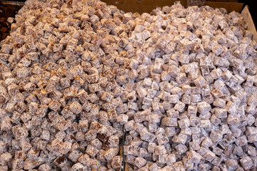 Front view Turkish dessert Turkish delight