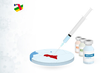 Vaccination in Central African Republic with different type of COVID-19 vaccine. Сoncept with the vaccine injection in the map of Central African Republic.