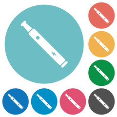 Electronic cigarette solid flat round icons