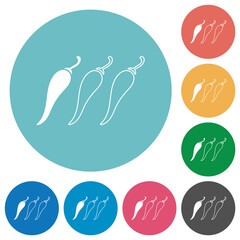 Mild chili pepper level flat round icons
