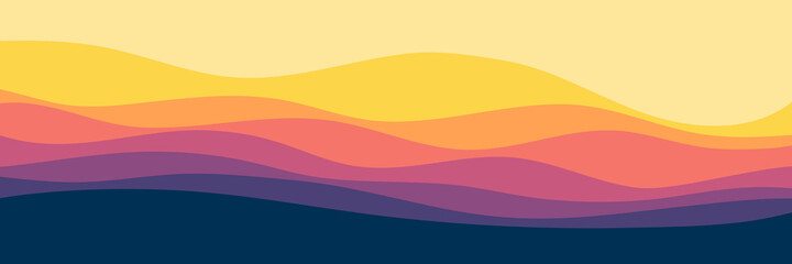 sunset color wave pattern vector illustration for wallpaper, background, web banner, backdrop, digital design and design template