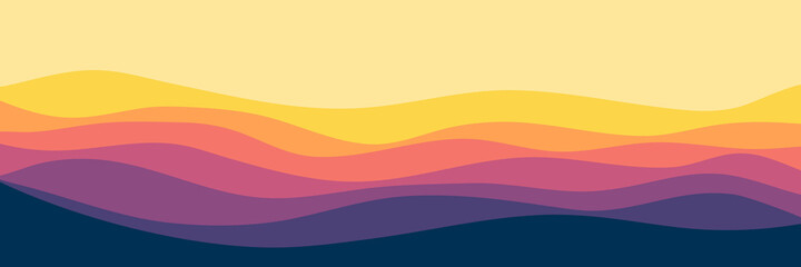 sunset color wave pattern vector illustration for wallpaper, background, web banner, backdrop, digital design and design template