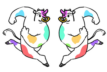  colorful　cow