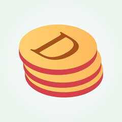 Gambia currency symbol coin isometric vector illustration design