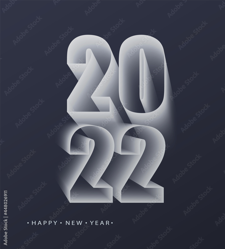 Fototapete 2022 happy new year. numbers minimalist style. vector linear numbers. design of greeting card. vecto