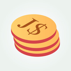  Jamaica currency symbol coin isometric vector illustration design