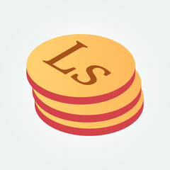 Latvia currency symbol coin isometric vector illustration design