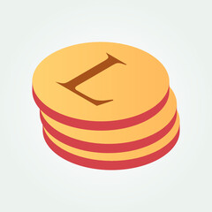 Moldova currency symbol coin isometric vector illustration design