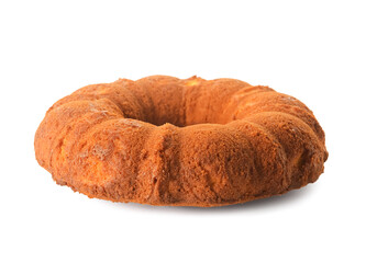 Tasty corn cake on white background