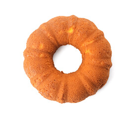 Tasty corn cake on white background