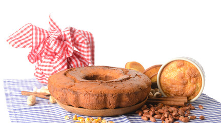 Traditional food for Festa Junina (June Festival) on white background