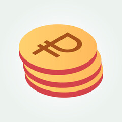 Russia currency symbol coin isometric vector illustration design