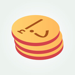 United Arab Emirates currency symbol coin isometric vector illustration design