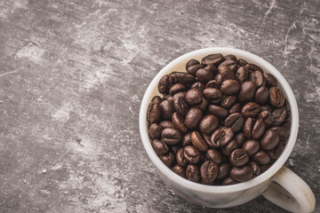 Coffee beans with textured background stock image.