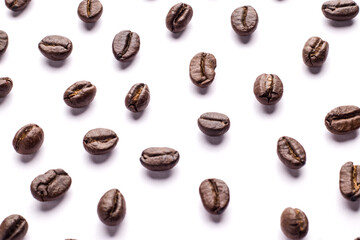 Coffee beans isolated stock image.