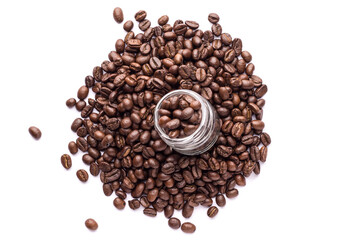 Coffee beans isolated stock image.