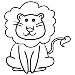 Cute animal comics vector on white background. Cute lion, lion siting, lion smile, animal for kids concept. cute form flash design .Coloring exercises for children concept, child meditation concept