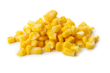 Pile of corn seeds isolated on white background