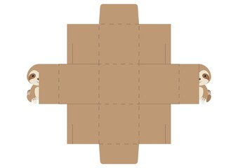 Simple packaging favor box sloth design for sweets, candies, small presents, bakery. Party package die cut template, great design for any purposes, birthdays, baby showers, halloween, christmas. © Jexy