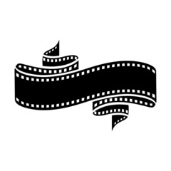 Curved film strip, element for cinema design. Movie and video symbol. - obrazy, fototapety, plakaty
