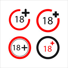 Under 18 years Sign Mark icon set. Under 18 years Sign Mark icon pack symbol vector elements for infographic web