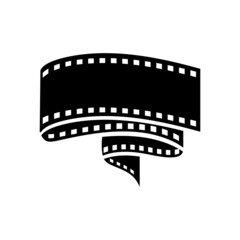 Fototapeta na wymiar Curved film strip, element for cinema design. Movie and video symbol.