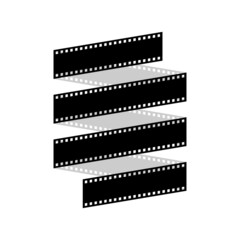 Curved film strip, element for cinema design. Movie and video symbol.