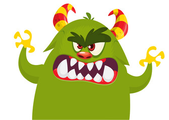 Fototapeta premium Funny cartoon monster character. Illustration of cute and happy mythical alien creature. Halloween design
