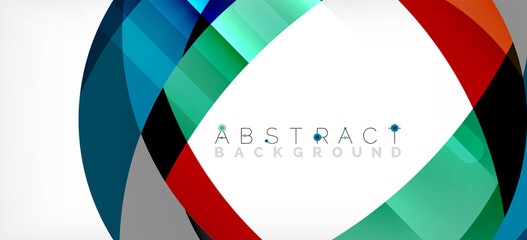 Geometric abstract background. Circle created with overlapping color shapes. Vector Illustration For Wallpaper, Banner, Background, Landing Page