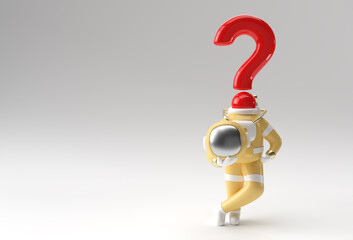 3d Render Astronaut Question Mark Instead of Head 3d illustration Design.