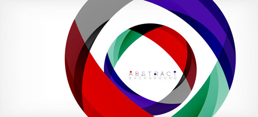 Fototapeta premium Geometric abstract background. Circle created with overlapping color shapes. Vector Illustration For Wallpaper, Banner, Background, Landing Page