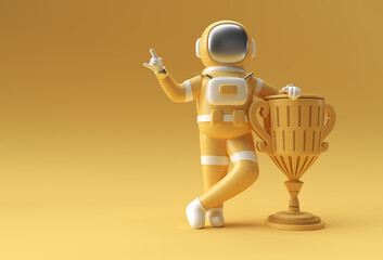 Successful Astronaut Got the First Prize Trophy 3D Rendering.