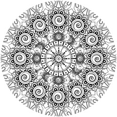 mehndi flower decorative ornament in ethnic oriental style, doodle ornament, outline hand draw.