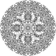 mehndi flower decorative ornament in ethnic oriental style, doodle ornament, outline hand draw.