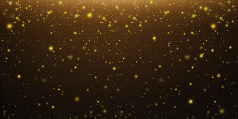 Fototapeta na wymiar Christmas background. Powder dust light PNG. Magic shining gold dust. Fine, shiny dust bokeh particles fall off slightly. Fantastic shimmer effect. Vector illustrator. 