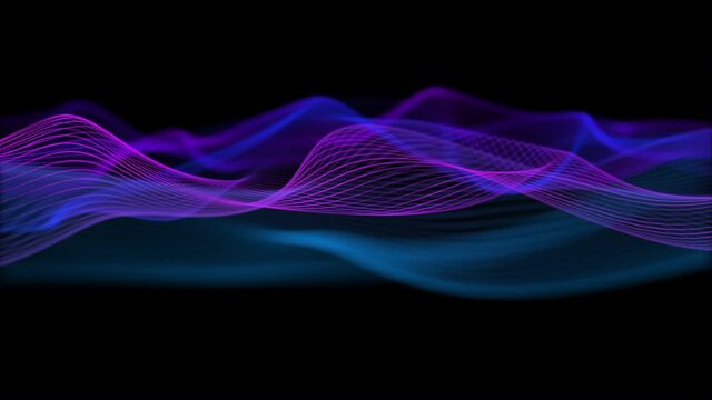 Seamless loop abstract neon wave. A dynamic wave moves. Abstract motion background. 3d rendering.