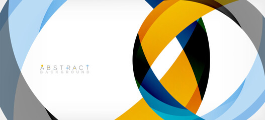 Geometric abstract background. Circle created with overlapping color shapes. Vector Illustration For Wallpaper, Banner, Background, Landing Page