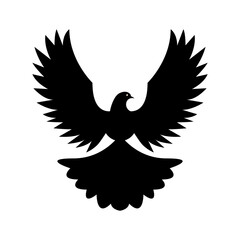 Vector illustration, silhouette dove Logo Template, isolated on white background