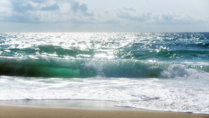 Waves on the Gironde west coas. Hourtin beach