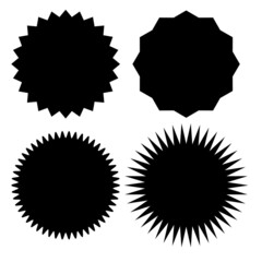 Set of white blank labels various shape isolated on black. Vector illustration
