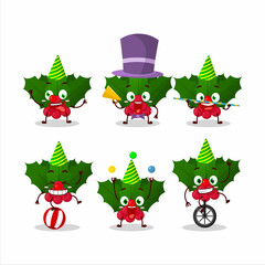 Cartoon character of holly berry with various circus shows