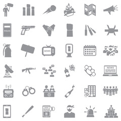 Revolution Icons. Gray Flat Design. Vector Illustration.