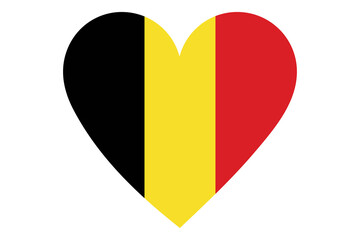 Belgium flag of heart shape isolated on white background