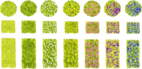 Vector of abstract watercolor tree top view isolated on white background for landscape plan and architecture layout drawing, elements for environment and garden,blossom grass,flower blooming