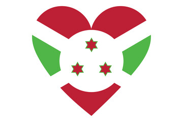 Fototapeta premium Burundi flag of heart shape isolated on white background