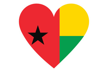 Guinea-Bissau flag of heart shape isolated on white background