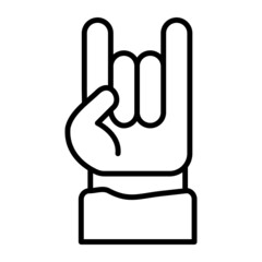 Rock Hand Vector Line Icon Design